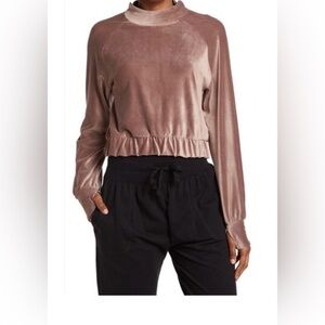 Zella Velvet Long Sleeve Sweatshirt in Mauve
